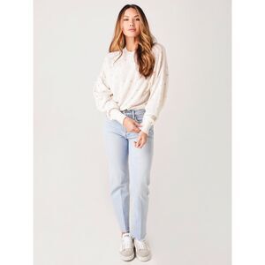 $308 27 Miles Cream White Malibu Kindal Cashmere Sweater Heart Print Size M